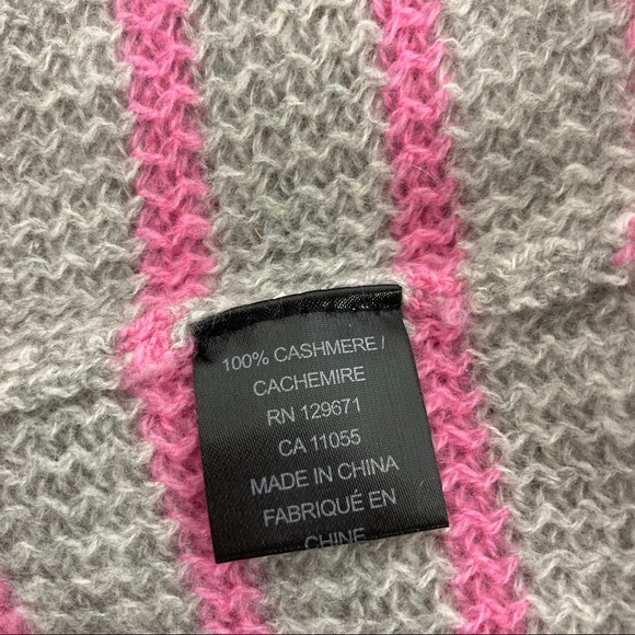 360 Cashmere Faye Gray & Pink Striped Sweater Med - Picture 7 of 9